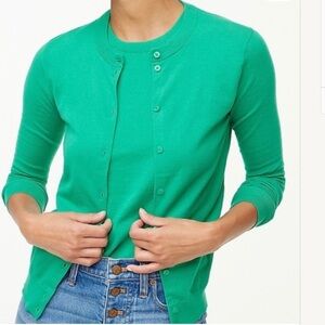J. Crew Green Cotton Cardigan Sweater